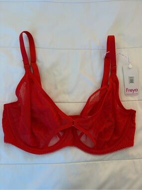 Freya Red Sheer Lace Underwire Bra